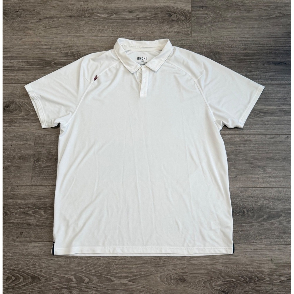 Rhone‎ Polo Shirt Mens 2XL White Solid Performance Stretch Short Sleeve XXL